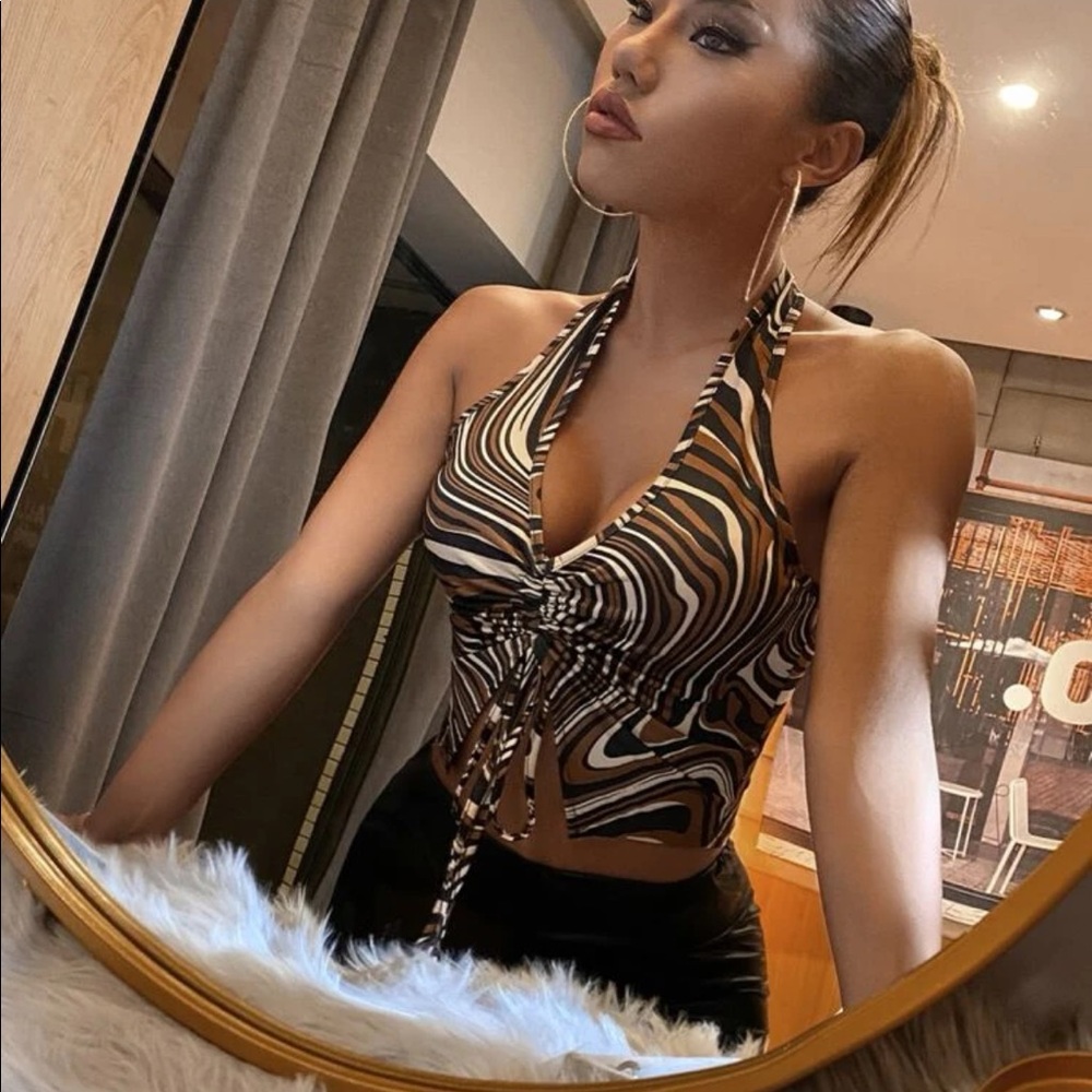 Drawstring Front Halter Top